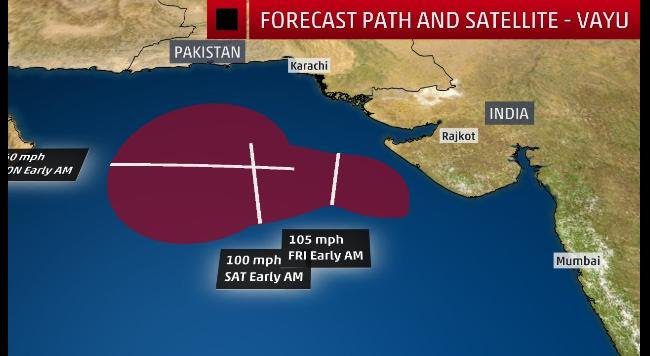 Cyclone Vayu takes a left turn. To avoid Gujarat