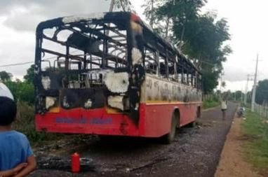 Buses Torched, Some Schools Shut as Cong Stands With south indian politician DK Shivakumar