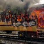 Students burned the train