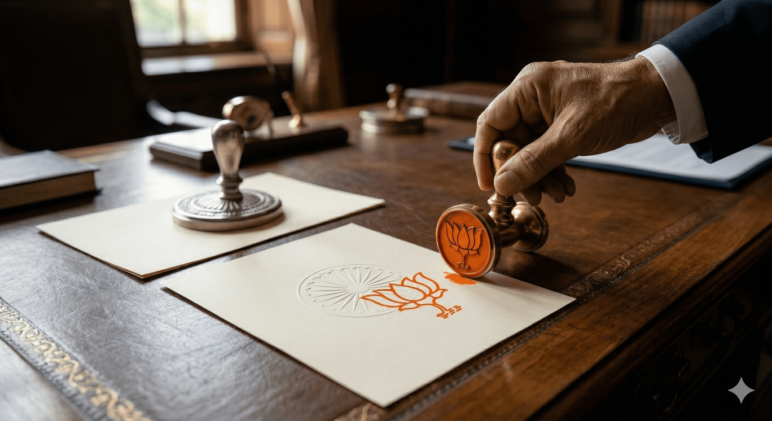 image showing stamp of BJP on a document