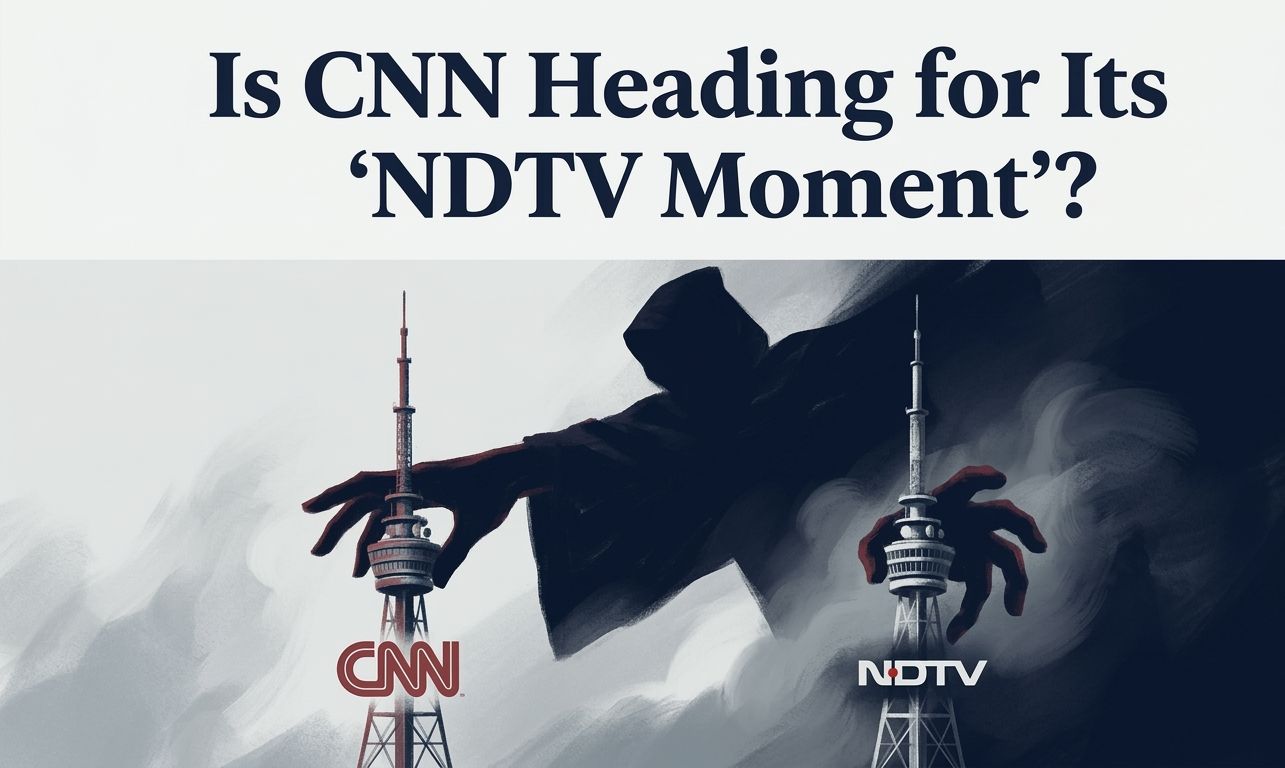 Image showing imagery of invisible control over CNN & NDTV